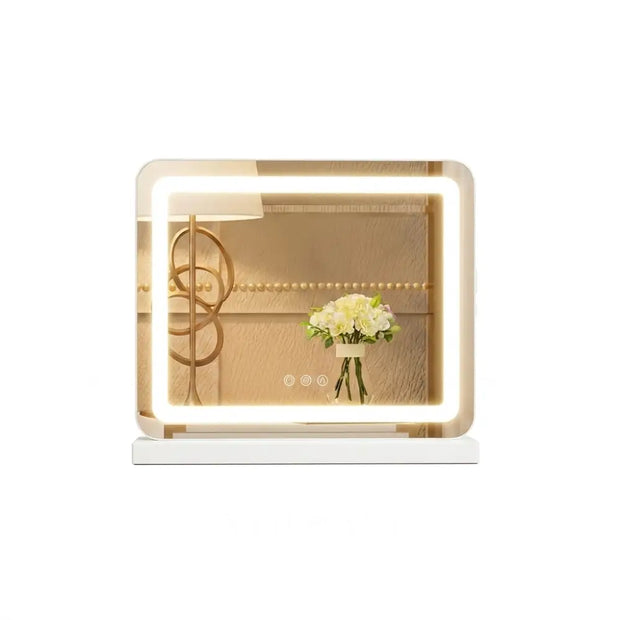 SENA large LED vanity mirror on white background