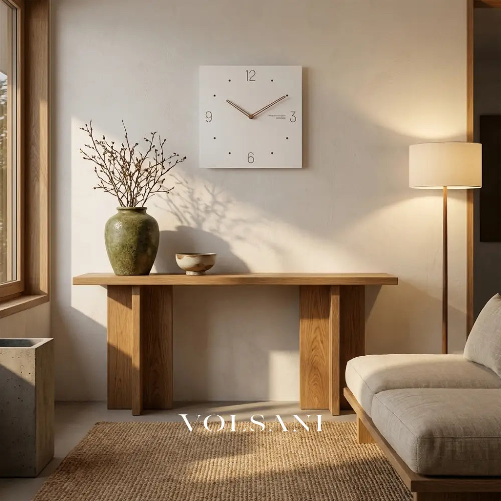 White Quadrangle Wall Clock in a living room