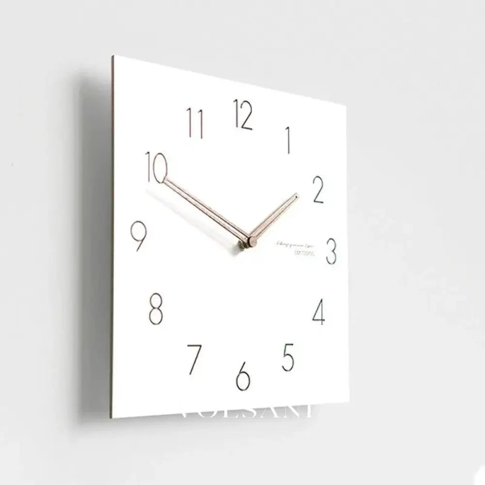 Large Square Wall Clock with Walnut Hands Minimalist Living Room & Dining Room Clock 6 Dial Styles White 15in - Decor >