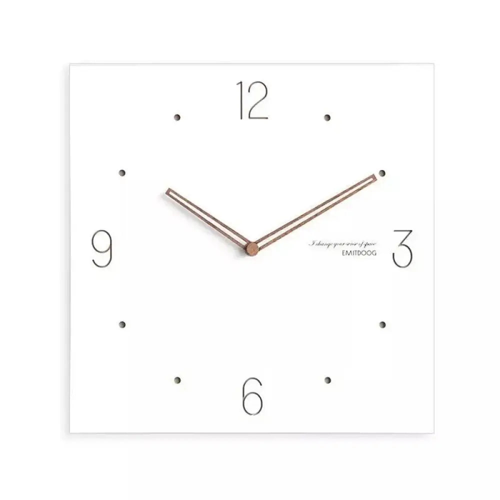 Large Square Wall Clock with Walnut Hands Minimalist Living Room & Dining Room Clock 6 Dial Styles White 15in - Decor >