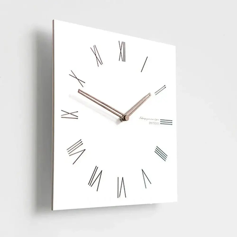 Large Square Wall Clock with Walnut Hands Minimalist Living Room & Dining Room Clock 6 Dial Styles White 15in - Decor >