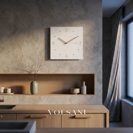 White Quadrangle Wall Clock in a kitchen