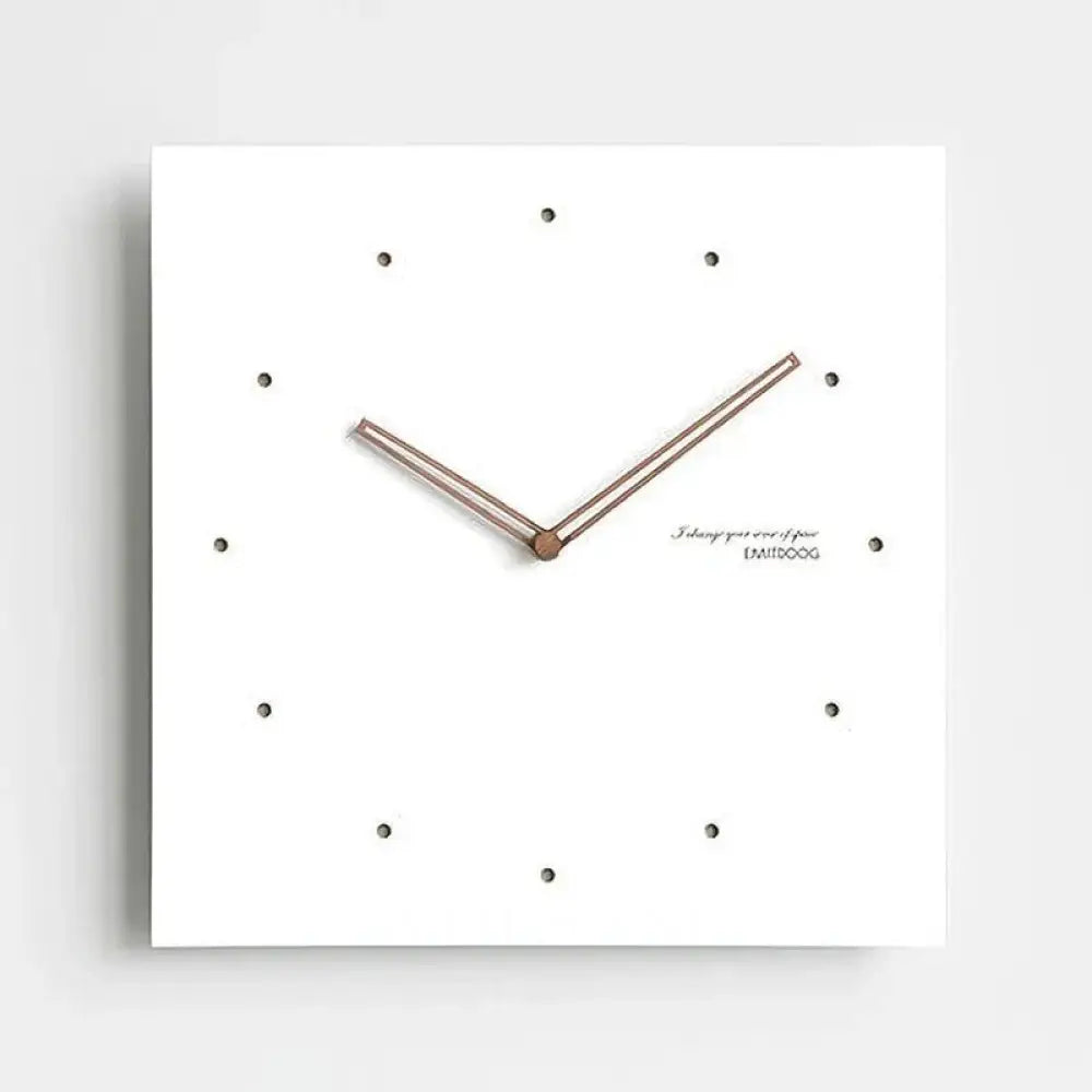 Large Square Wall Clock with Walnut Hands Minimalist Living Room & Dining Room Clock 6 Dial Styles White 15in - Dots