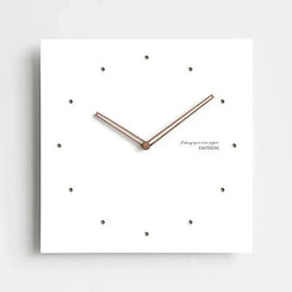 Large Square Wall Clock with Walnut Hands Minimalist Living Room & Dining Room Clock 6 Dial Styles White 15in - Dots