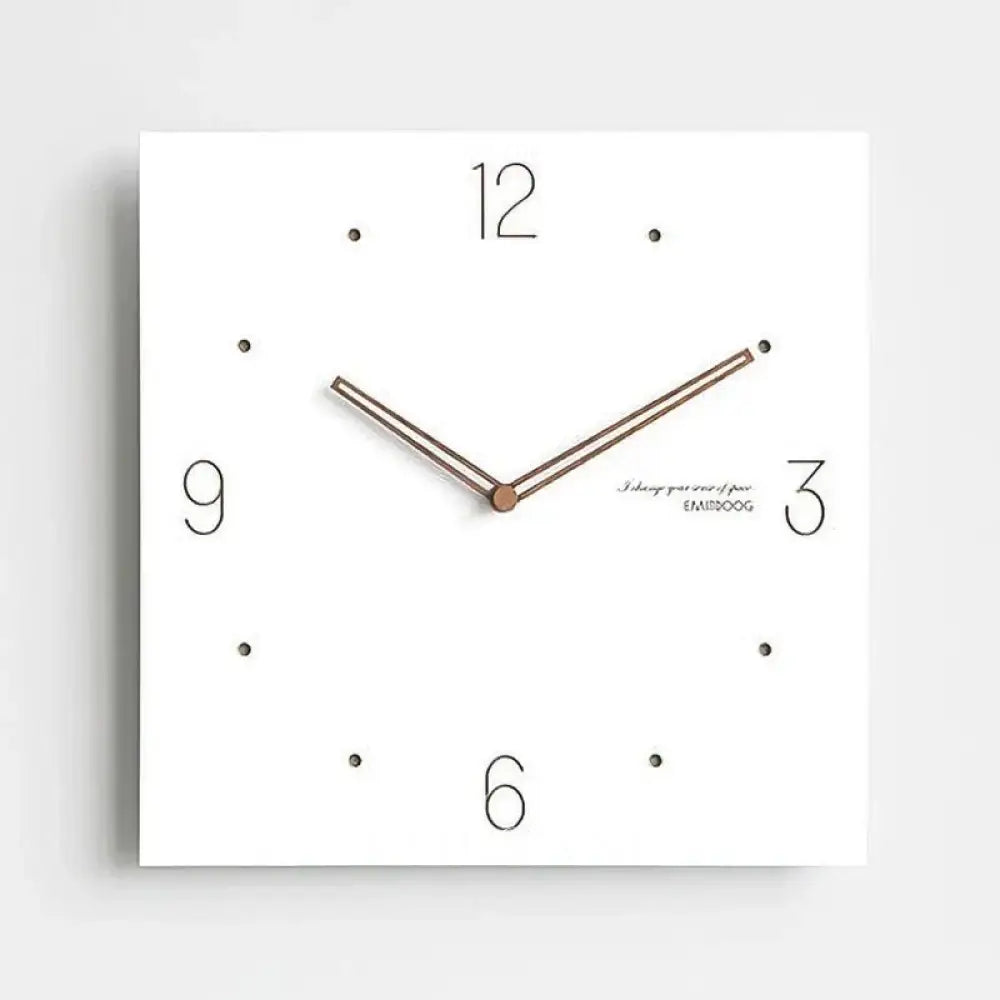 Large Square Wall Clock with Walnut Hands Minimalist Living Room & Dining Room Clock 6 Dial Styles White 15in - Dots