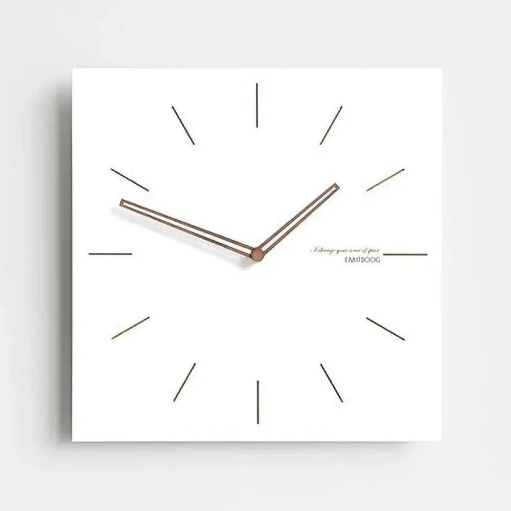 Large Square Wall Clock with Walnut Hands Minimalist Living Room & Dining Room Clock 6 Dial Styles White 15in - Minimal
