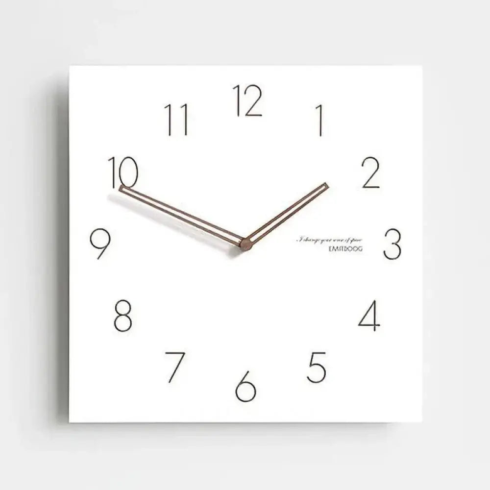 Large Square Wall Clock with Walnut Hands Minimalist Living Room & Dining Room Clock 6 Dial Styles White 15in - Numeral