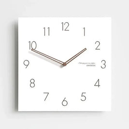 Large Square Wall Clock with Walnut Hands Minimalist Living Room & Dining Room Clock 6 Dial Styles White 15in - Numeral
