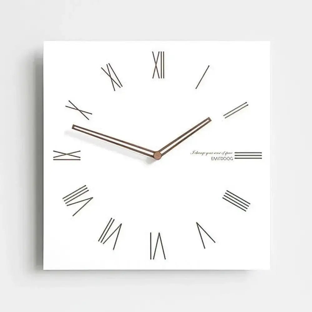 Large Square Wall Clock with Walnut Hands Minimalist Living Room & Dining Room Clock 6 Dial Styles White 15in - Roman
