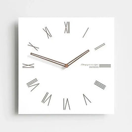 Large Square Wall Clock with Walnut Hands Minimalist Living Room & Dining Room Clock 6 Dial Styles White 15in - Roman
