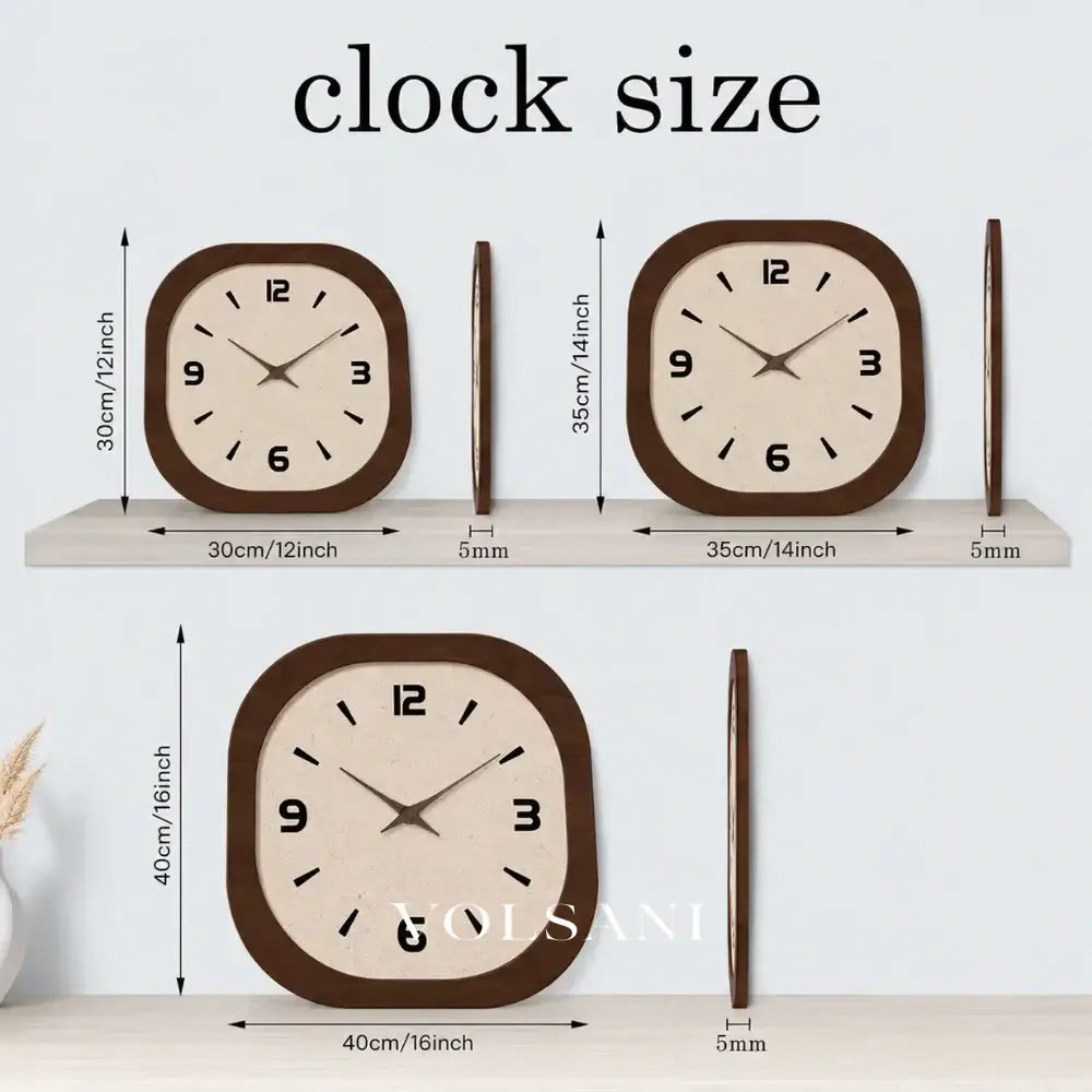 Large Wall Clock with Cream Wood Look Face French Vintage Living Room & Kitchen Clock Non Ticking Quartz 3 Sizes