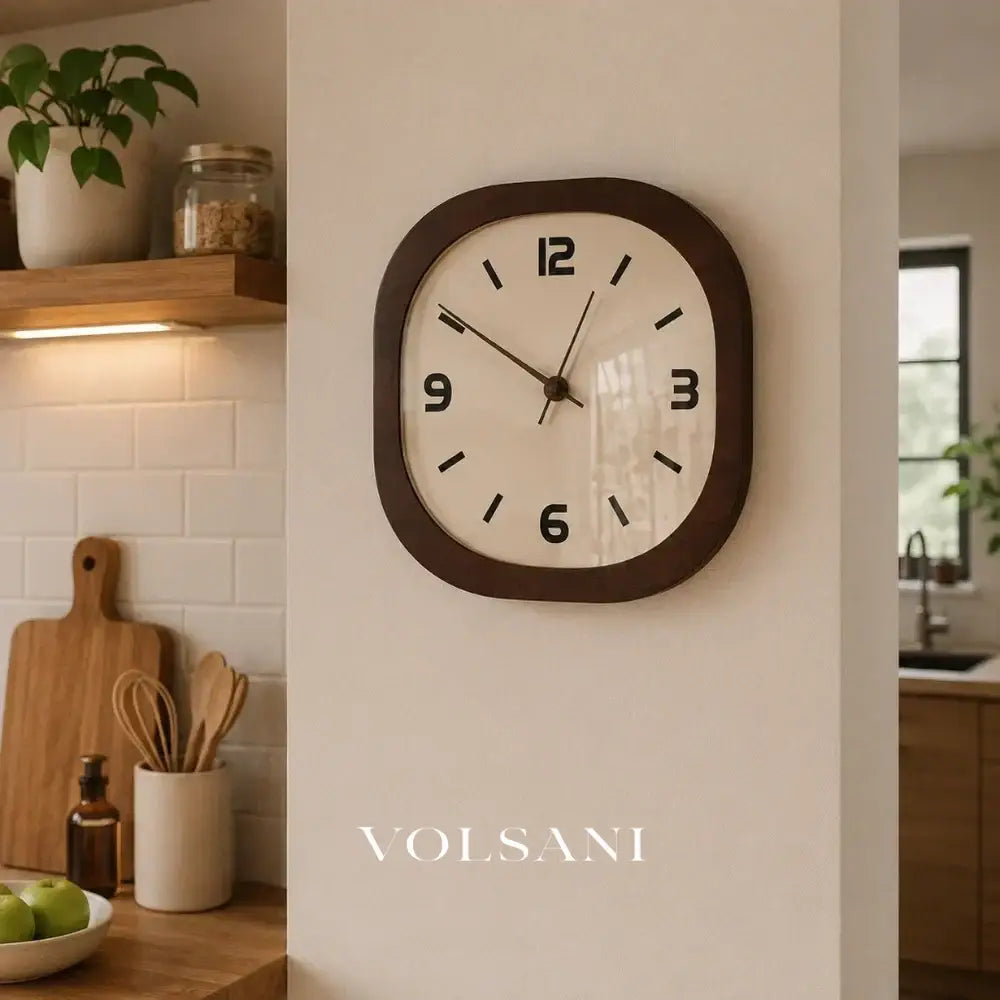 Large Wall Clock with Cream Wood Look Face French Vintage Living Room & Kitchen Clock Non Ticking Quartz 3 Sizes