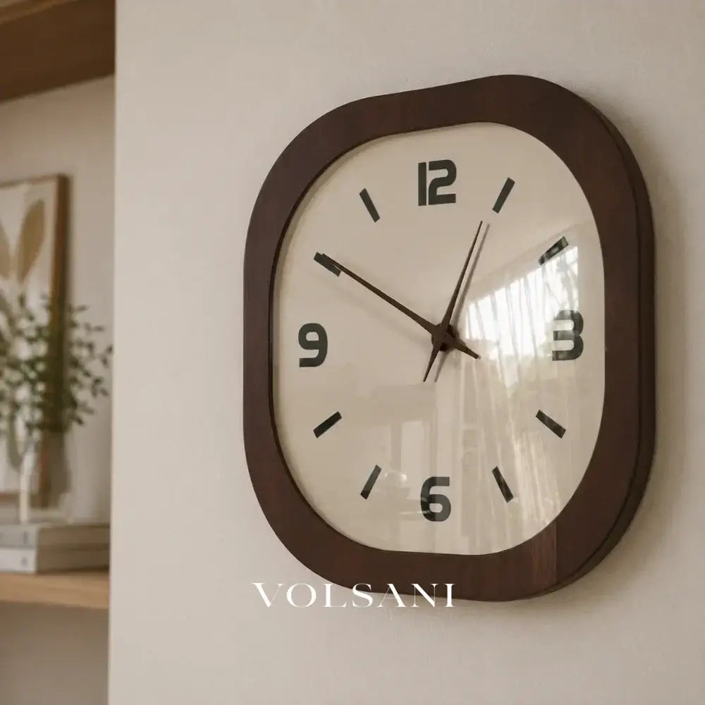 Large Wall Clock with Cream Wood Look Face French Vintage Living Room & Kitchen Clock Non Ticking Quartz 3 Sizes