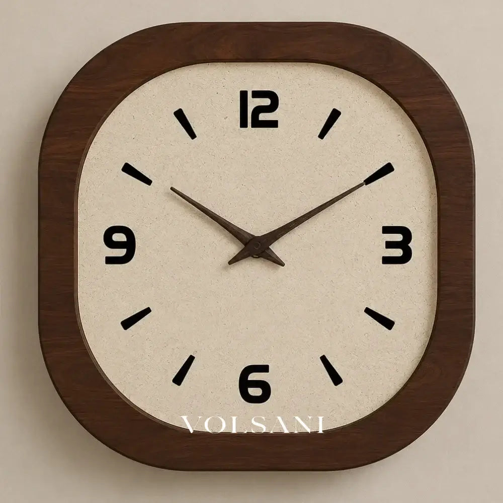 Large Wall Clock with Cream Wood Look Face French Vintage Living Room & Kitchen Clock Non Ticking Quartz 3 Sizes