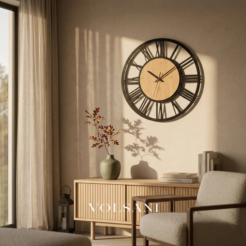 KAJA skeleton wall clock in a living room