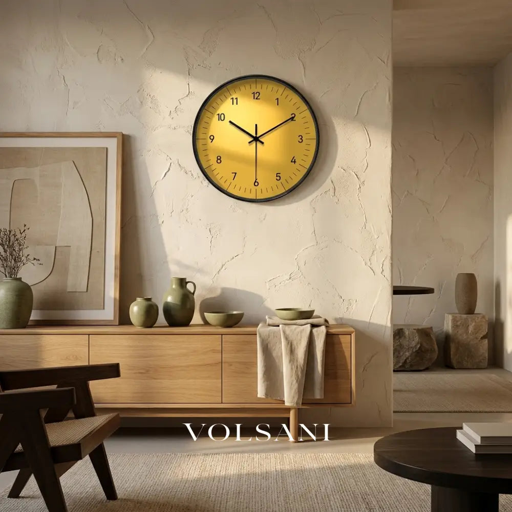Large Yellow Wall Clock in a living room