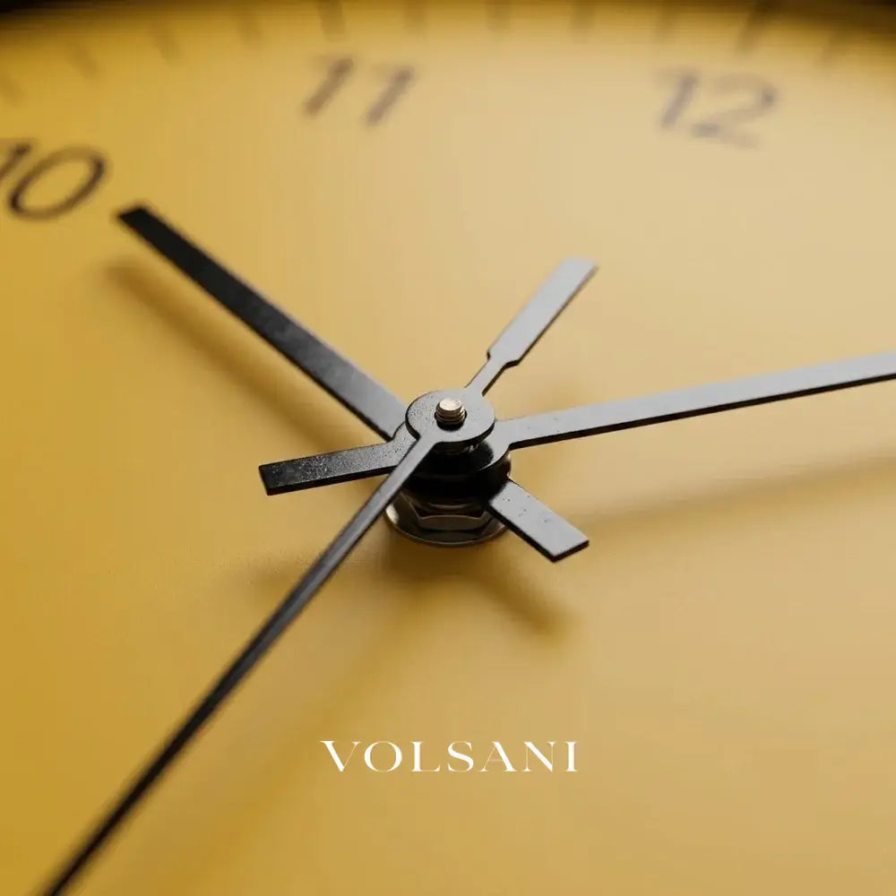 Large Yellow Wall Clock Nordic Living Room & Home Office Clock Non Ticking Silent Sweep 3 Sizes 10-14in - Decor >