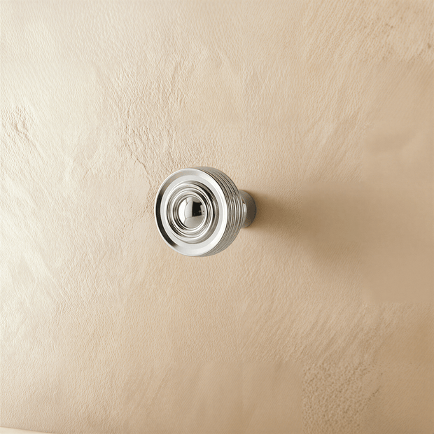 Ridged Brass Cabinet & Drawer Knobs, Modern Kitchen & Dresser Hardware, Polished Silver & Gold Tone, Set of 2, 0.9-1.1in