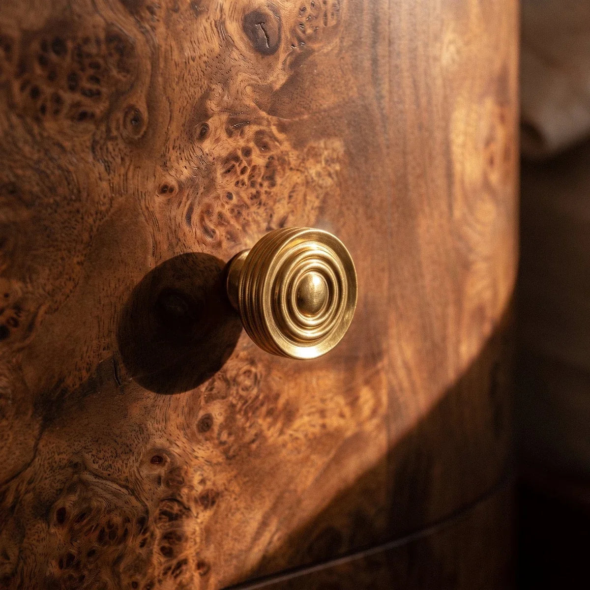 Ridged Brass Cabinet & Drawer Knobs, Modern Kitchen & Dresser Hardware, Polished Silver & Gold Tone, Set of 2, 0.9-1.1in