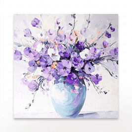 Lavendel Bloemenboeket in Vaas – Bloemschilderij - Volsani
