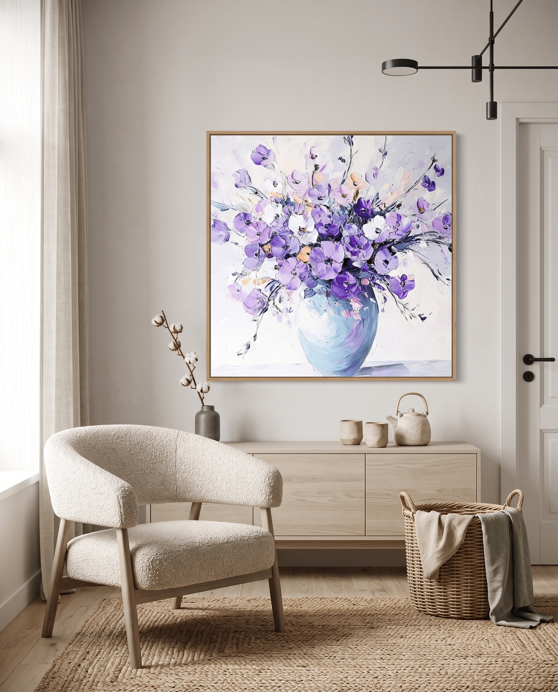 Lavendel Bloemenboeket in Vaas – Bloemschilderij - Volsani