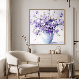 Lavendel Bloemenboeket in Vaas – Bloemschilderij - Volsani