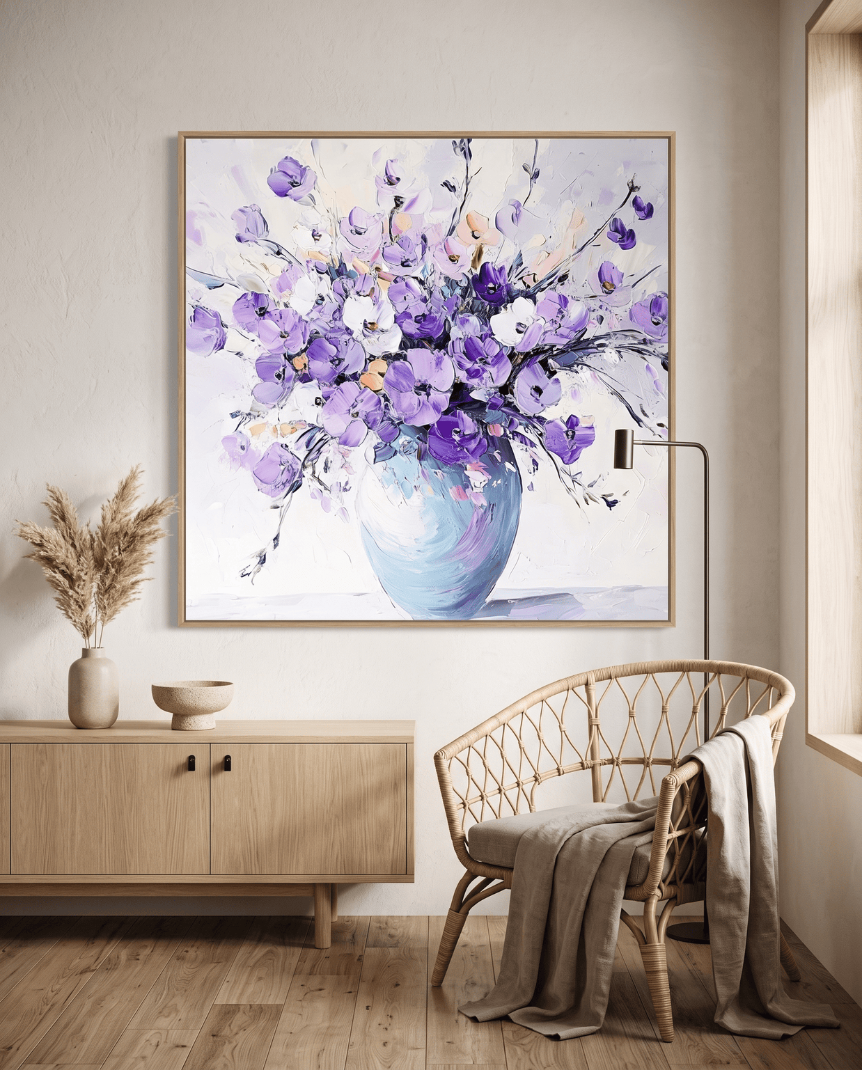 Lavendel Bloemenboeket in Vaas – Bloemschilderij - Volsani