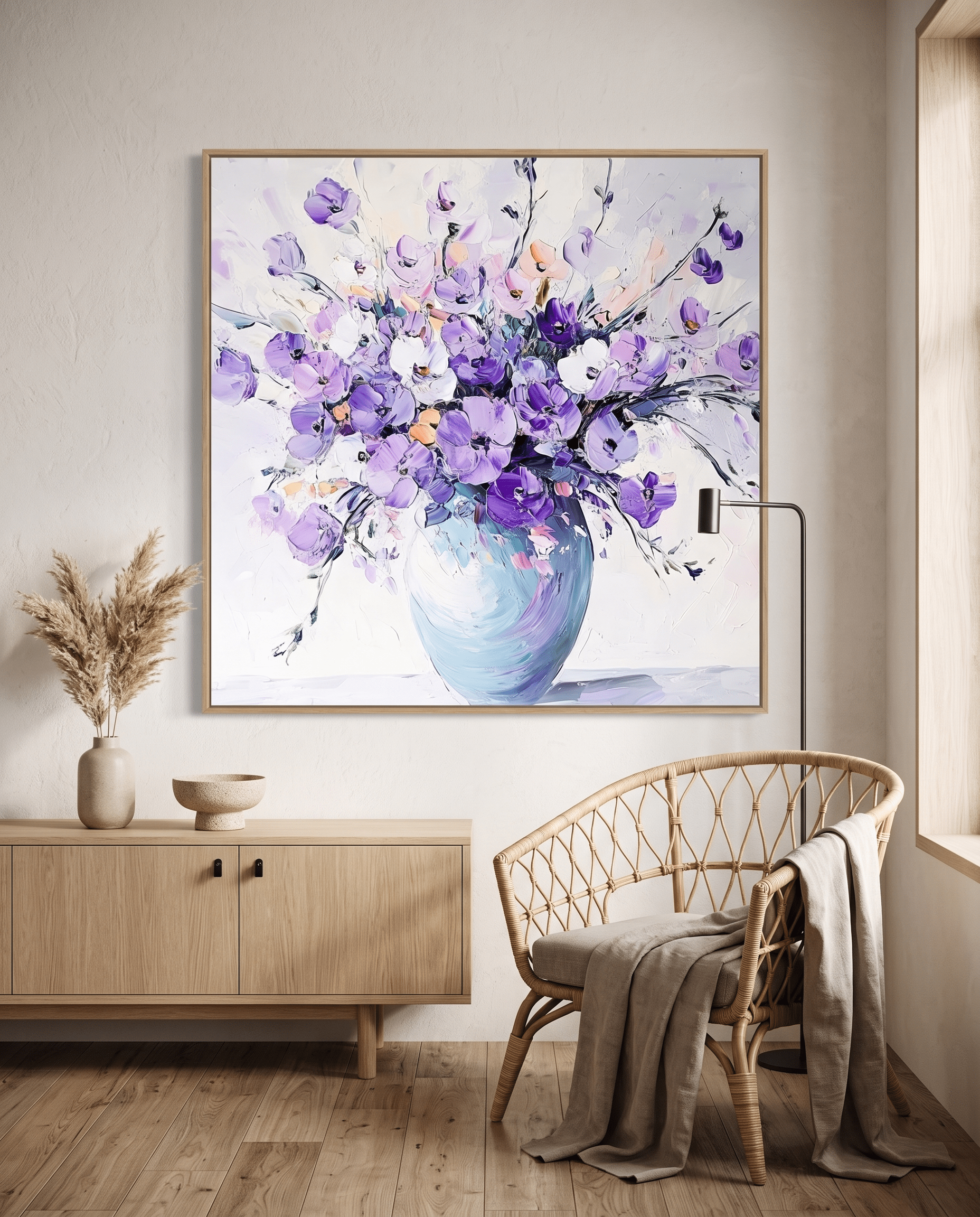 Lavendel Bloemenboeket in Vaas – Bloemschilderij - Volsani