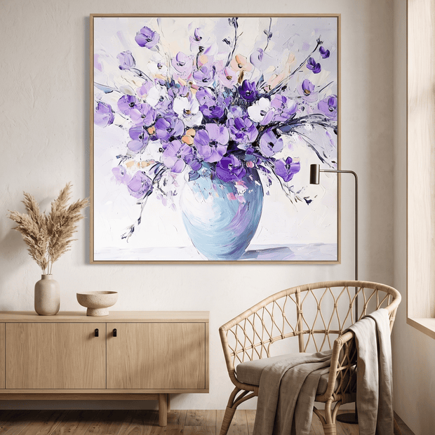 Lavendel Bloemenboeket in Vaas – Bloemschilderij - Volsani