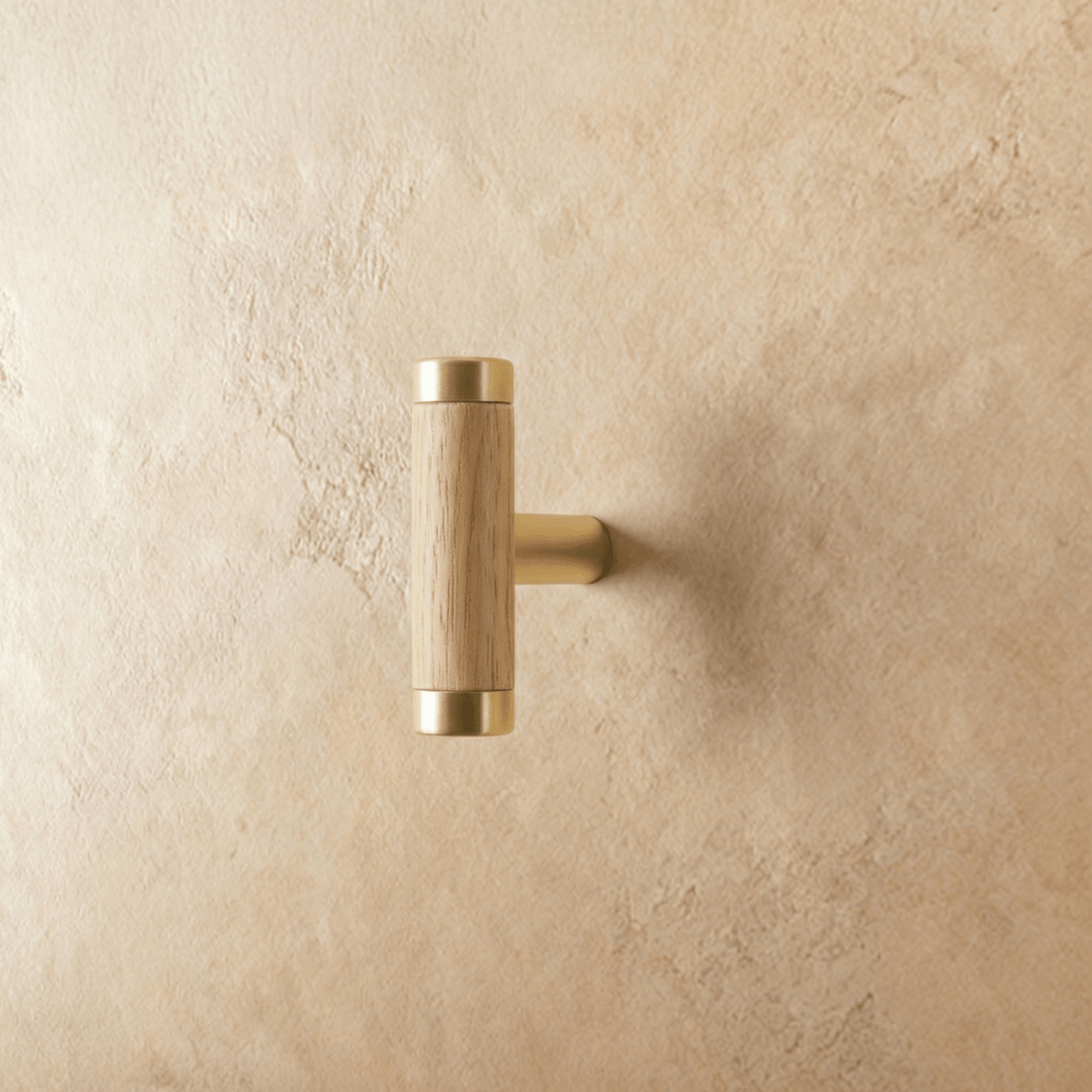 Wood & Brass Cabinet Knobs & Drawer Pulls, Modern Kitchen & Wardrobe Hardware, Walnut Pear & Oak Tones, Set of 2 Pieces, 2-12.7in