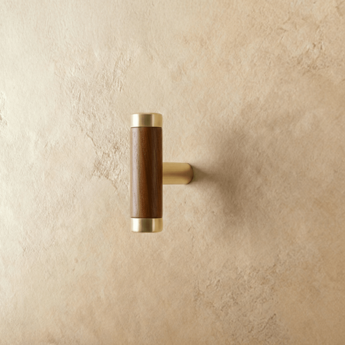 Wood & Brass Cabinet Knobs & Drawer Pulls, Modern Kitchen & Wardrobe Hardware, Walnut Pear & Oak Tones, Set of 2 Pieces, 2-12.7in