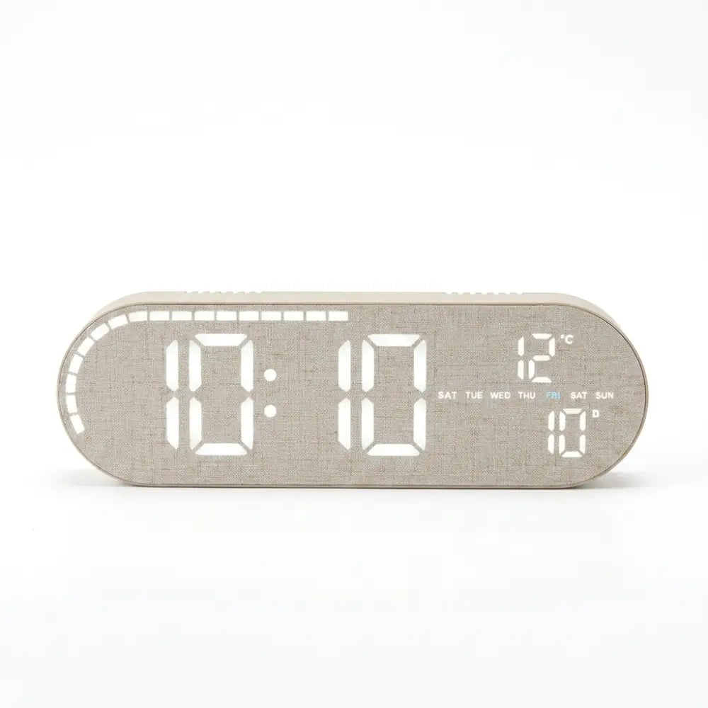 LINO LED digital alarm clock in gray on white background
