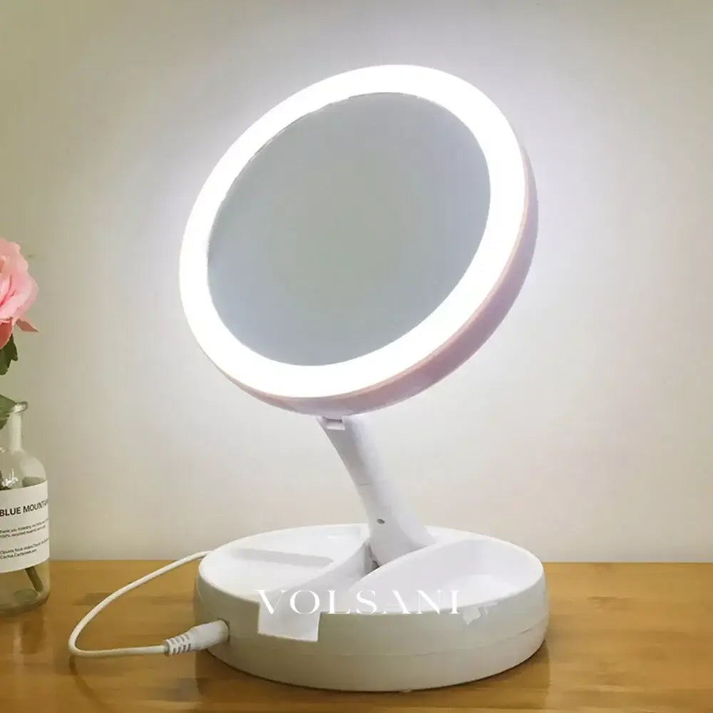 LED Makeup Mirror with 10X Magnification Double Sided Vanity & Travel Mirror USB or Battery Powered White - Decor >