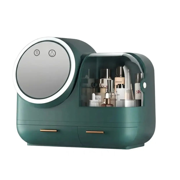 VIVE LED makeup organizer in green on white background