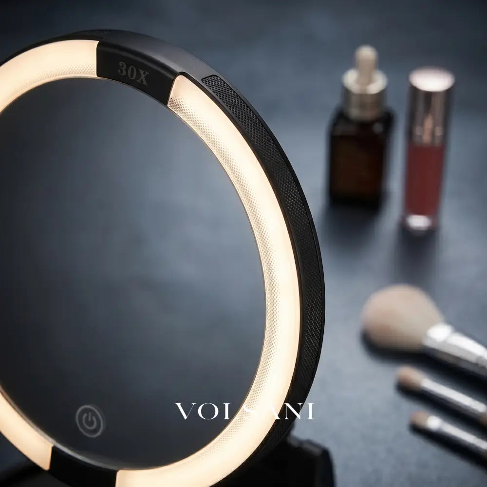 LED Vanity Mirror with 30X Magnification Double Sided Makeup & Travel Mirror Rechargeable Dimmable Foldable 6in - Decor