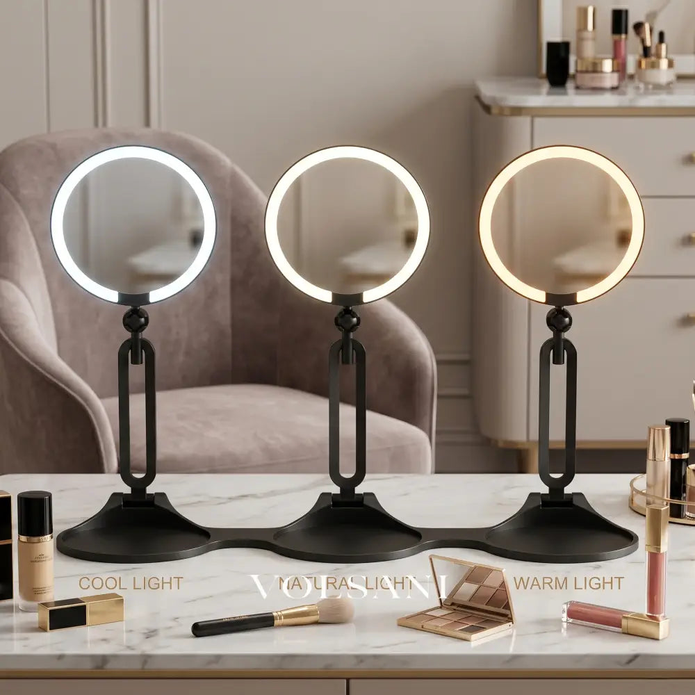 LED Vanity Mirror with 30X Magnification Double Sided Makeup & Travel Mirror Rechargeable Dimmable Foldable 6in - Decor