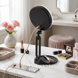 LED Vanity Mirror with 30X Magnification Double Sided Makeup & Travel Mirror Rechargeable Dimmable Foldable 6in - Decor