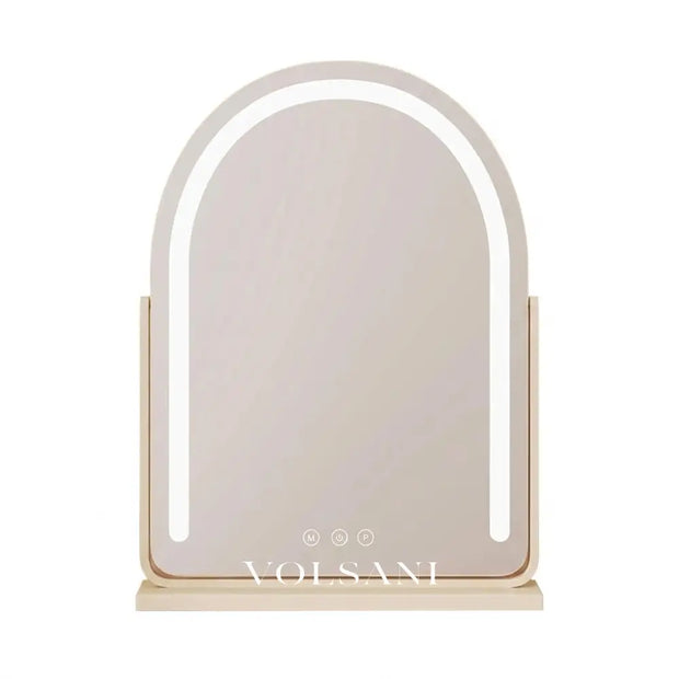 REYA LED vanity mirror with metal frame in white on white background