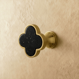 Leather & Brass Clover Cabinet Knobs, Decorative Kitchen & Dresser Hardware, Four-Leaf Shape, Set of 2 in 12 Colors, 1.2 x 1in