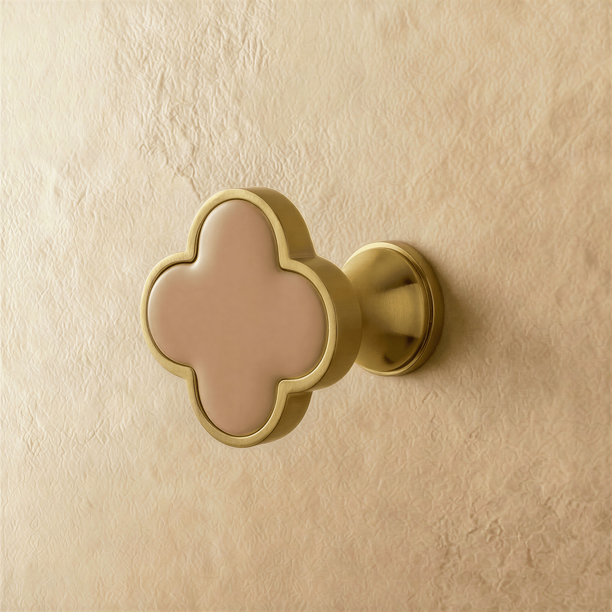 Leather & Brass Clover Cabinet Knobs, Decorative Kitchen & Dresser Hardware, Four-Leaf Shape, Set of 2 in 12 Colors, 1.2 x 1in