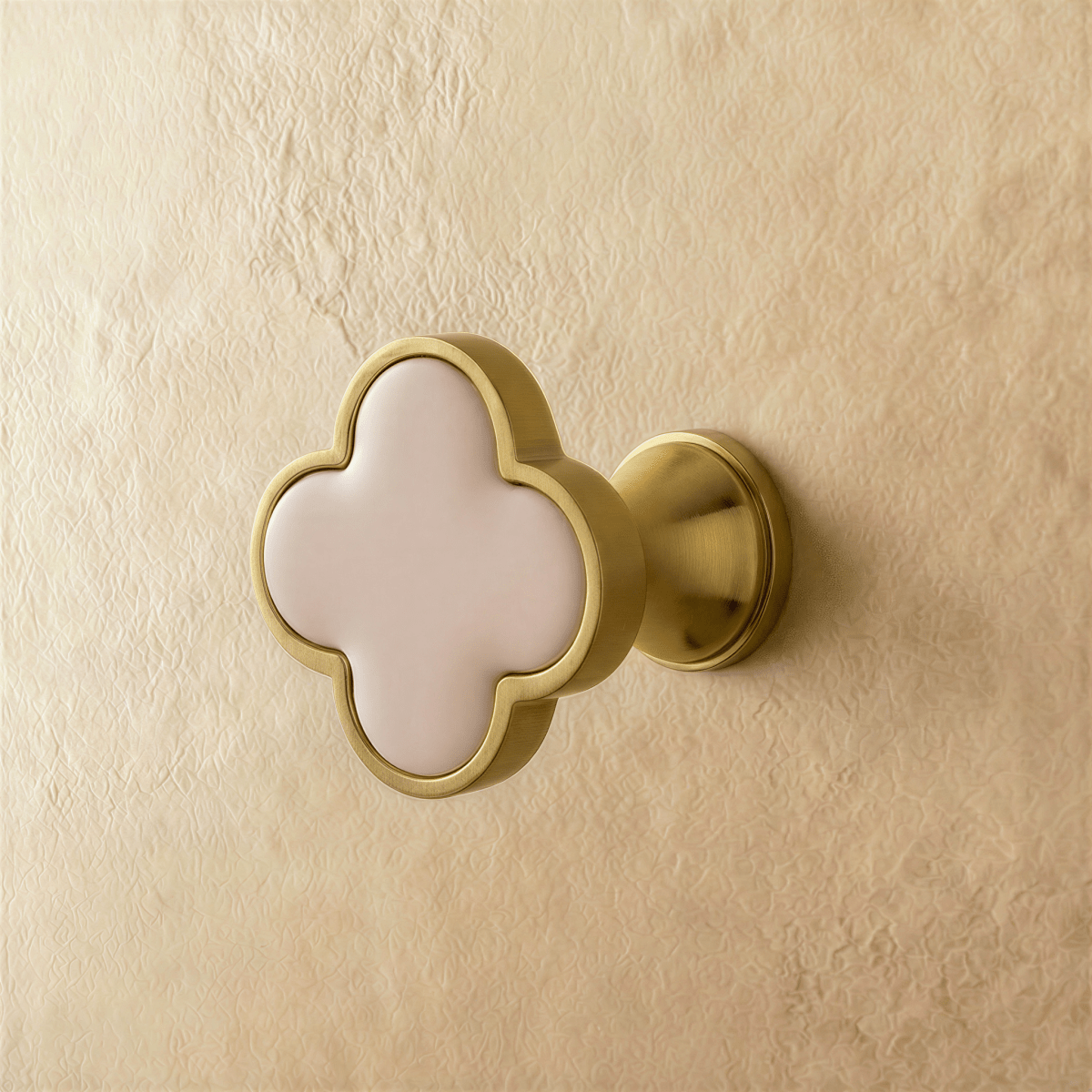 Leather & Brass Clover Cabinet Knobs, Decorative Kitchen & Dresser Hardware, Four-Leaf Shape, Set of 2 in 12 Colors, 1.2 x 1in