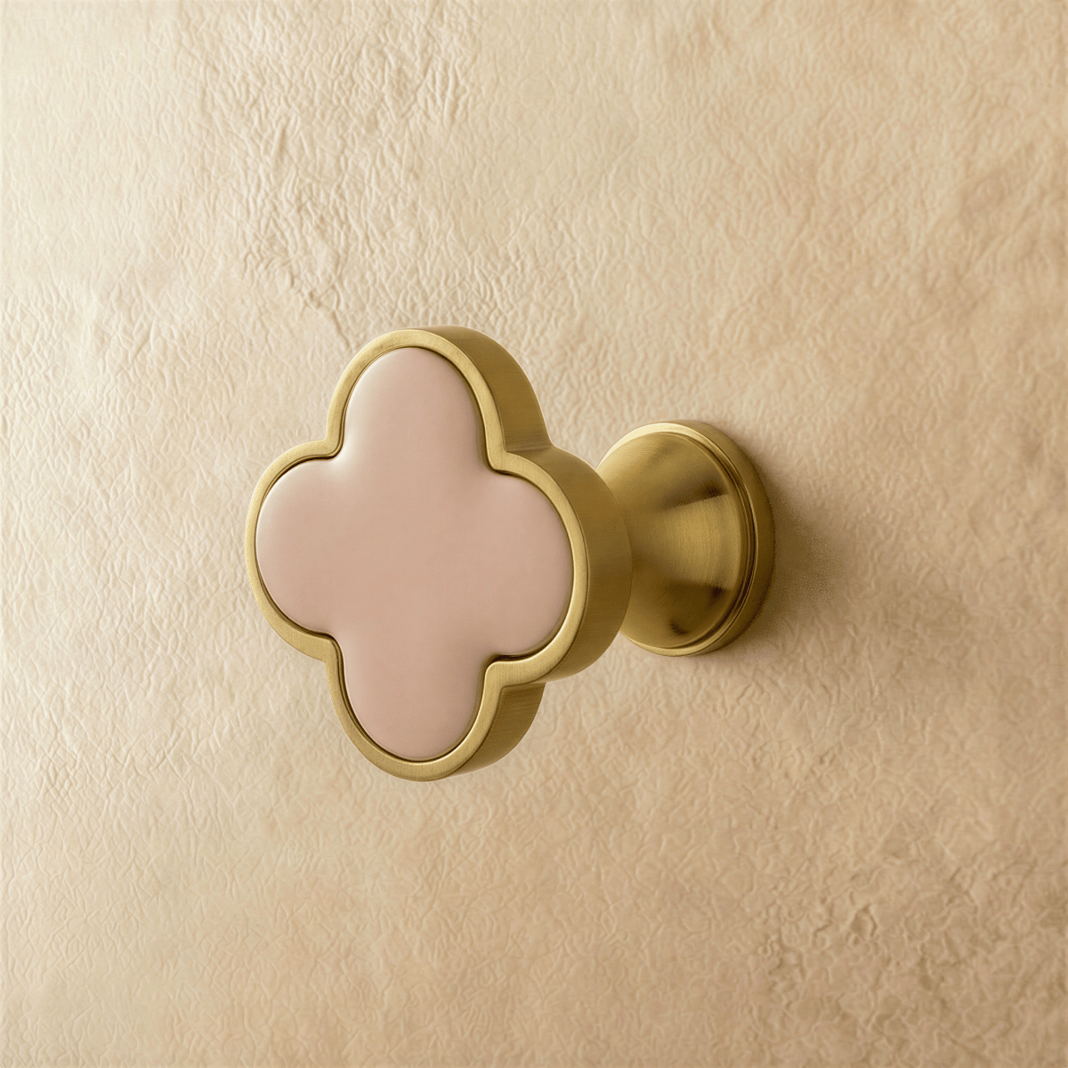 Leather & Brass Clover Cabinet Knobs, Decorative Kitchen & Dresser Hardware, Four-Leaf Shape, Set of 2 in 12 Colors, 1.2 x 1in
