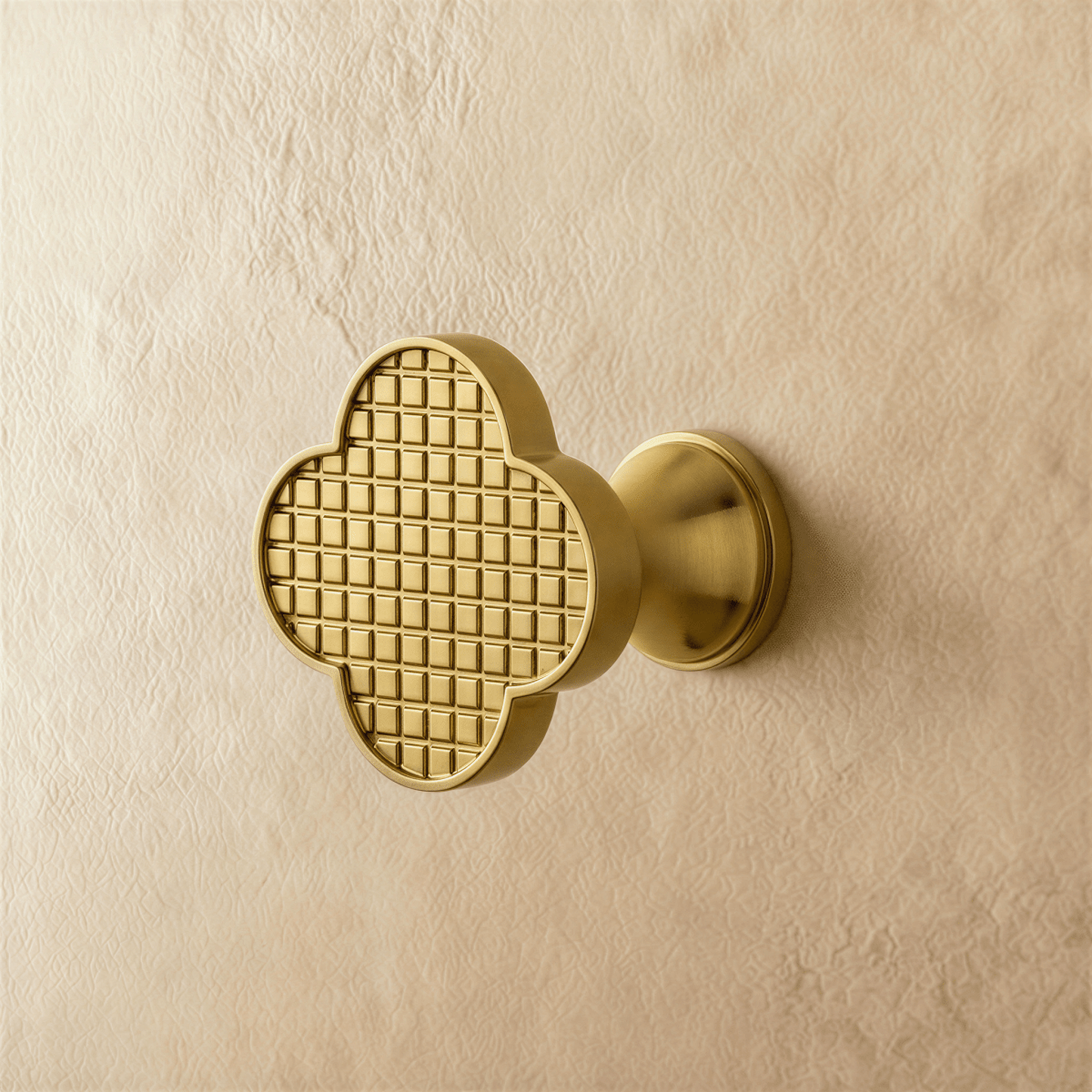 Leather & Brass Clover Cabinet Knobs, Decorative Kitchen & Dresser Hardware, Four-Leaf Shape, Set of 2 in 12 Colors, 1.2 x 1in