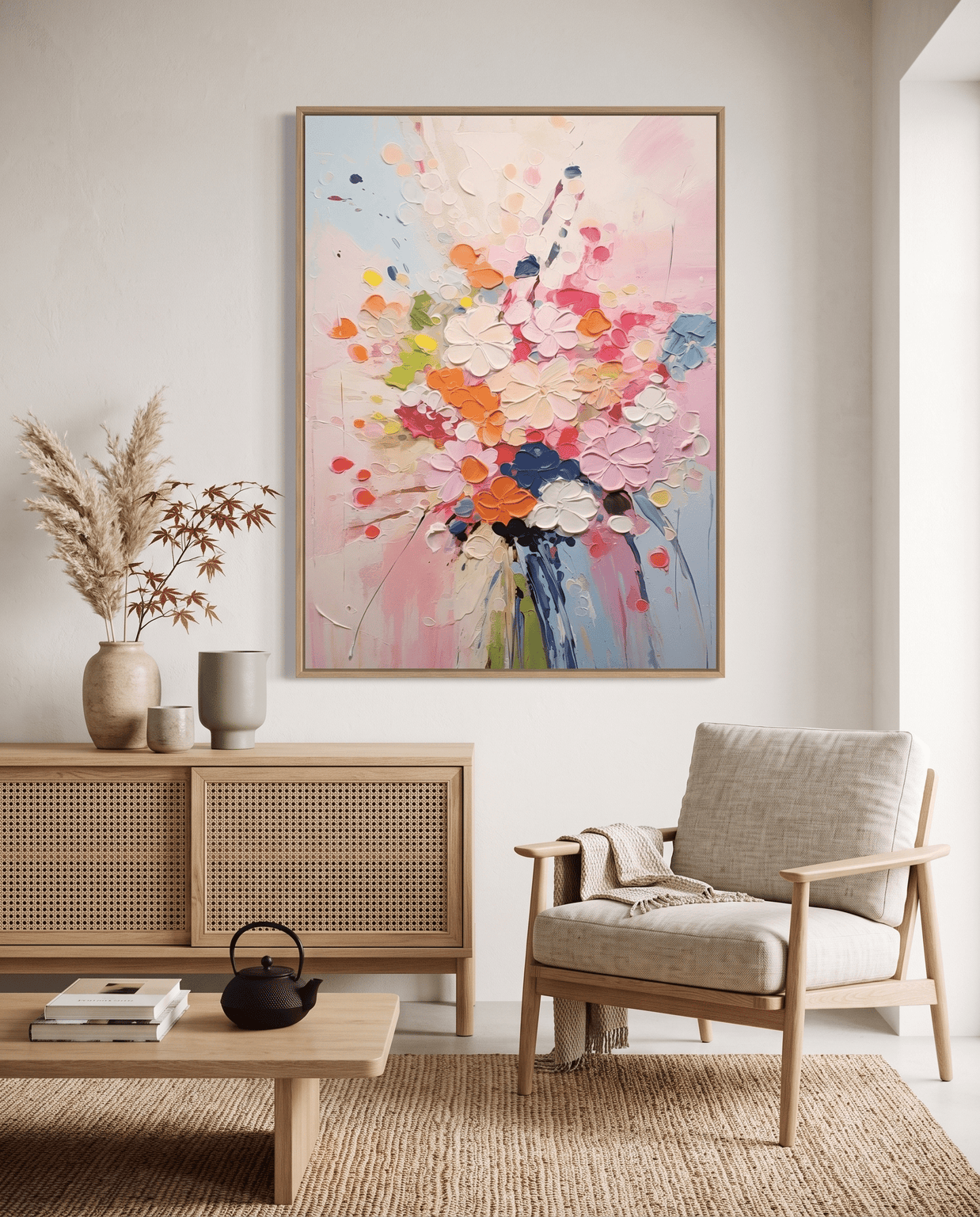 Levendig Bloemenboeket – Abstract Impasto Schilderij - Volsani