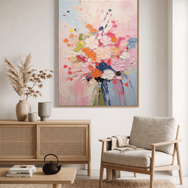 Levendig Bloemenboeket – Abstract Impasto Schilderij - Volsani