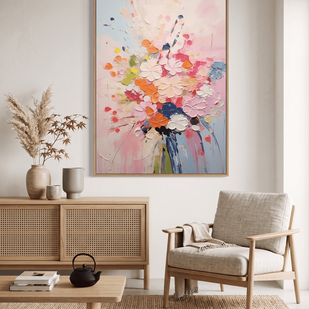 Levendig Bloemenboeket – Abstract Impasto Schilderij - Volsani