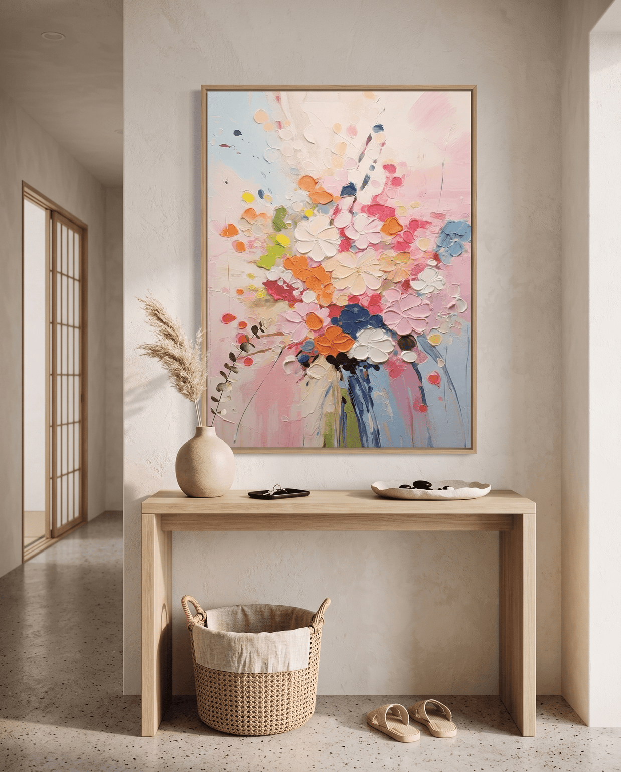 Levendig Bloemenboeket – Abstract Impasto Schilderij - Volsani