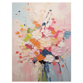 Levendig Bloemenboeket – Abstract Impasto Schilderij - Volsani