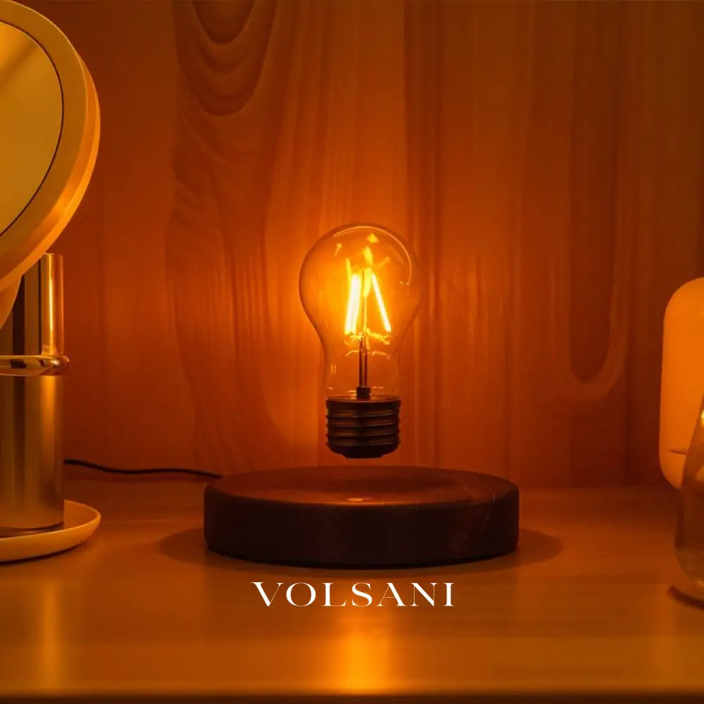 Levitating Table Lamp Magnetic Floating Bulb on Wood Base 360 Rotating Desk & Office Lamp Touch Switch Warm White