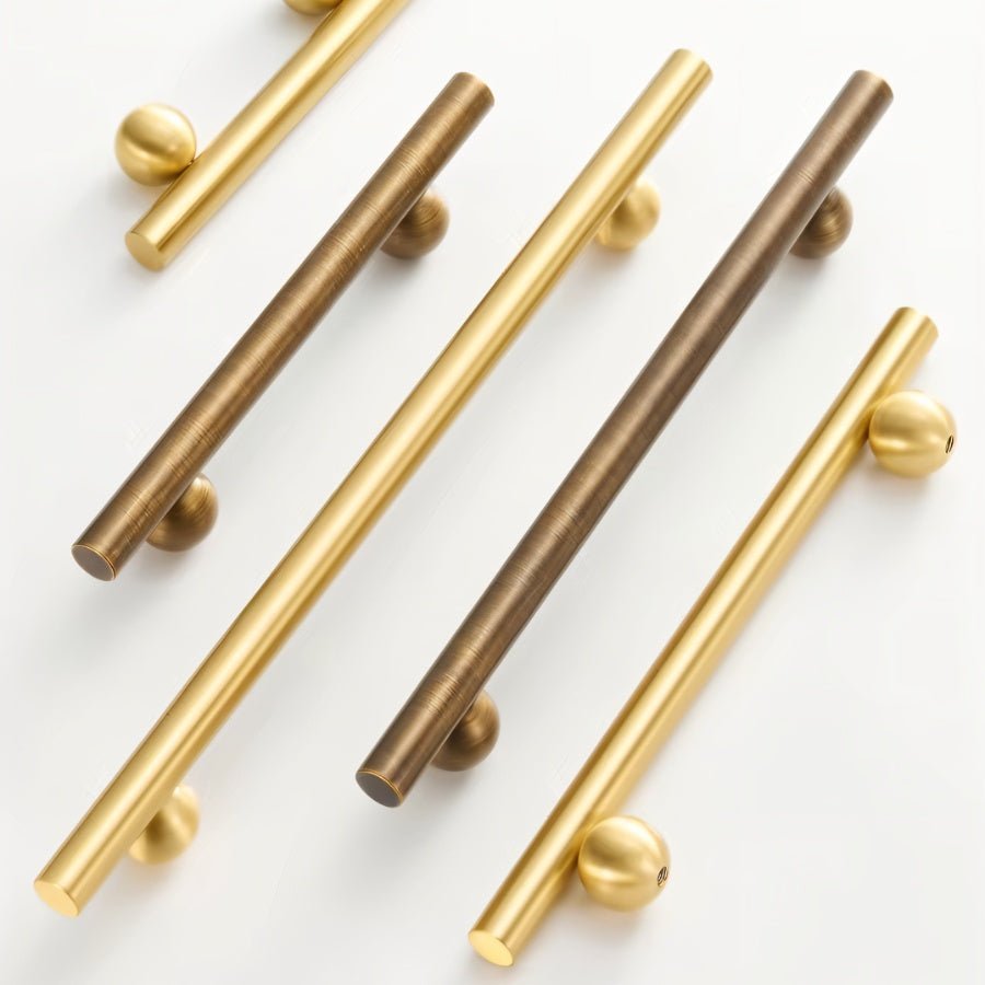 Premium Brass Cabinet Knobs & Drawer Pulls, Modern Kitchen & Wardrobe Hardware, Brass & Bronze Finish, Set of 2, 0.7-7.5in